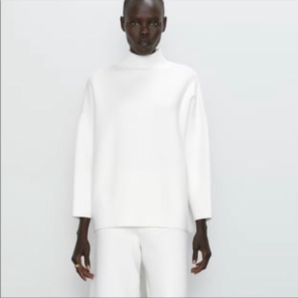 Zara Soft High Neck Sweater in Ivory Size Small - Picture 1 of 11